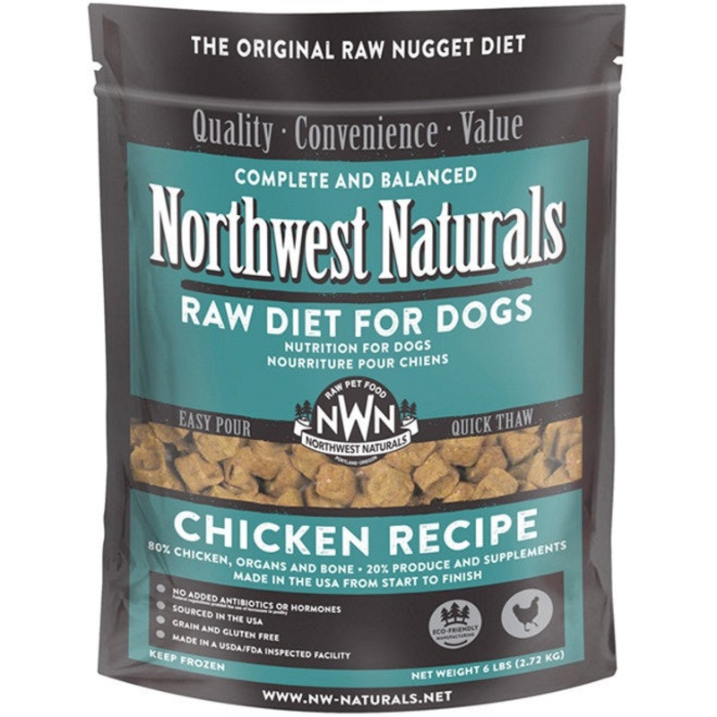 Northwest Naturals Chicken Recipe Grain-Free Frozen Raw Nuggets Dog Food 6LB