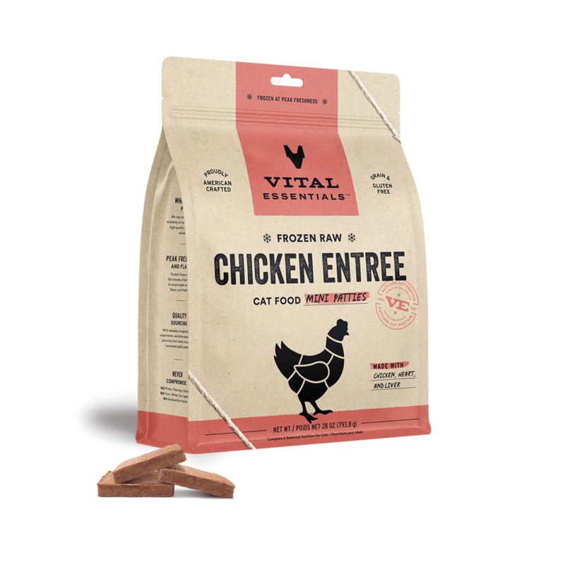 Vital Essentials Frozen Raw Chicken Mini Patties Cat Food