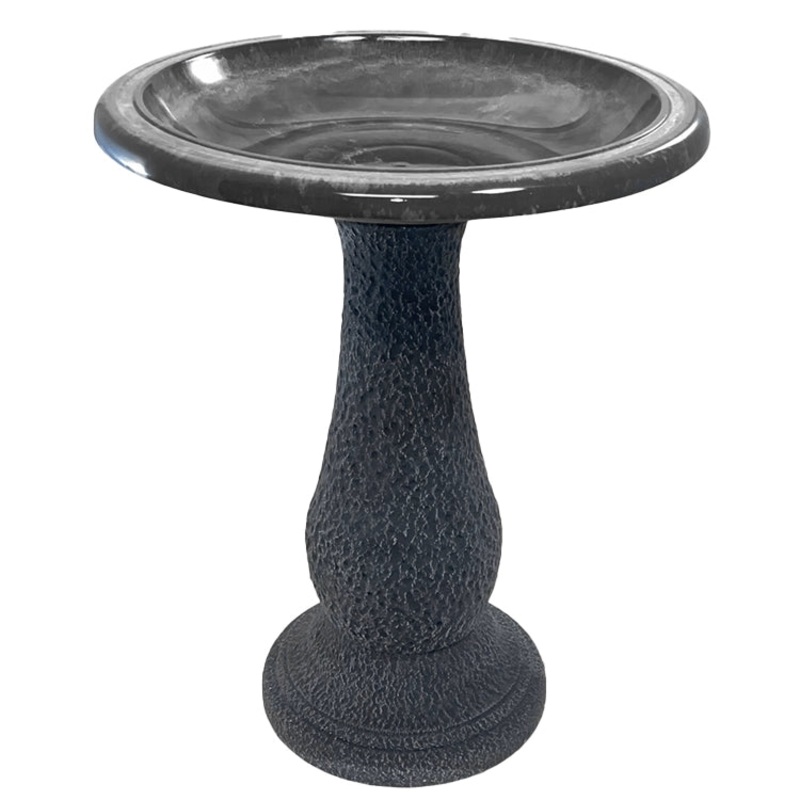 Cool Gray Fiber Clay Bird Bath
