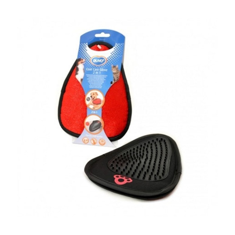 Duvo Coat Care Glove 2 in 1 Black/Red 21x15cm[Dimension – 21 x 15cm]