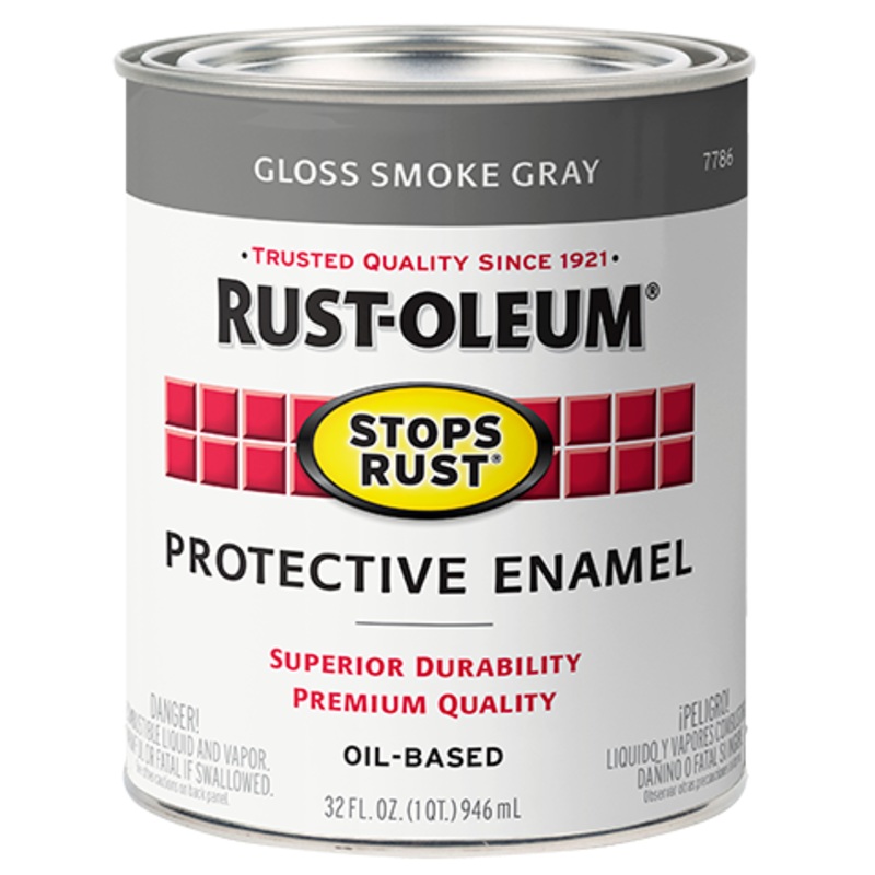 Rust-Oleum Protective Enamel Brush-On Paint Gloss Smoke Gray 32 Oz Gloss Smoke Gray