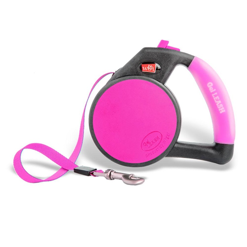 Wigzi Retractable Dog Leash – Gel Handle Pink Small