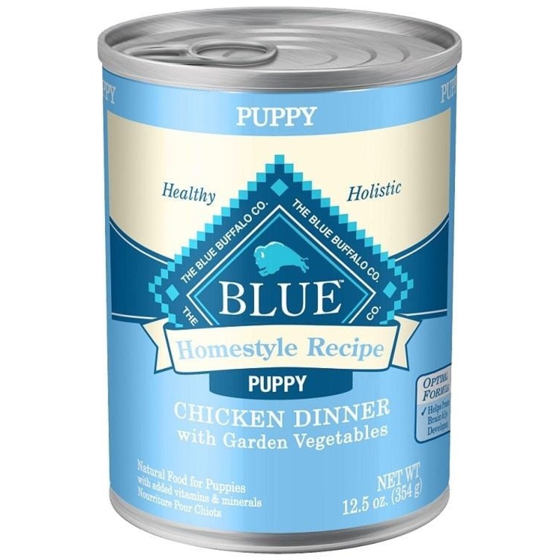 Blue Buffalo Homestyle Puppy Chicken Dinner with Garden Vegetables and Brown Rice Recipe Canned Dog Food 12.5 oz