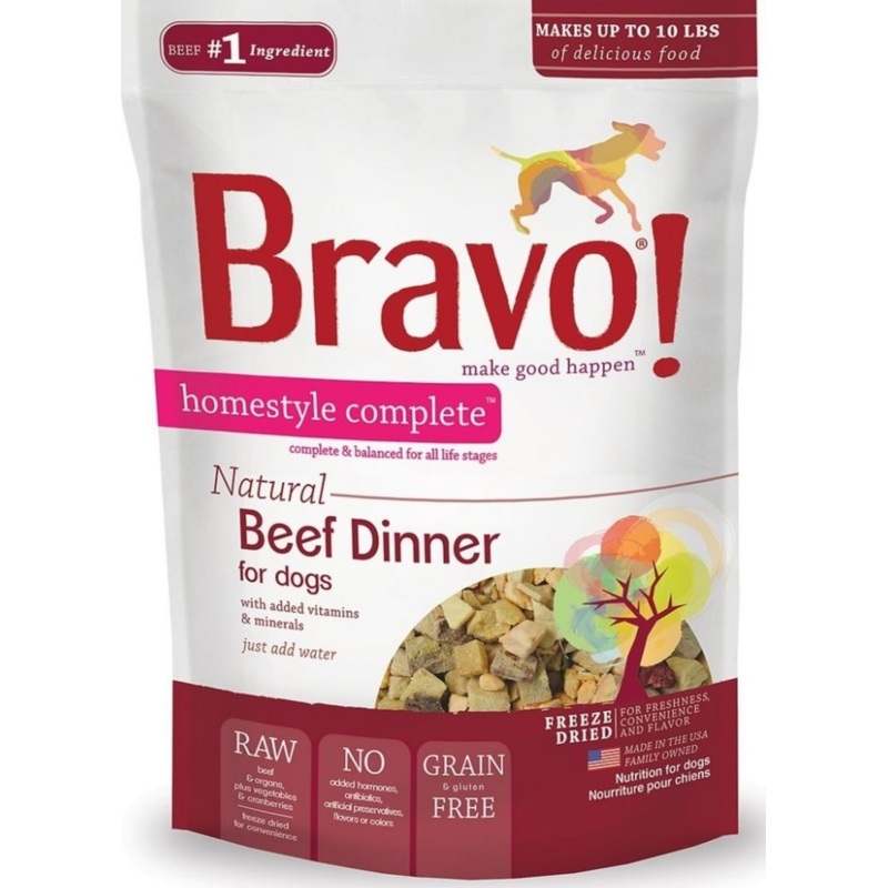 Bravo! Freeze Dried Homestyle Complete Beef Dinner For Dogs Food