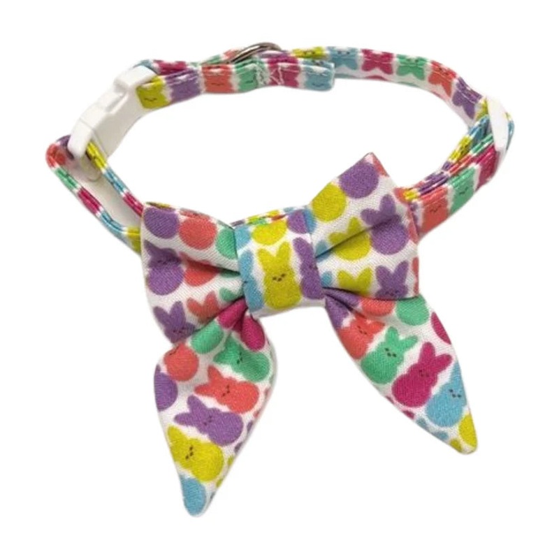 Easter Bunny Peep Marshmallows Breakaway Cat Collar with Sailor Bow Tie Small
