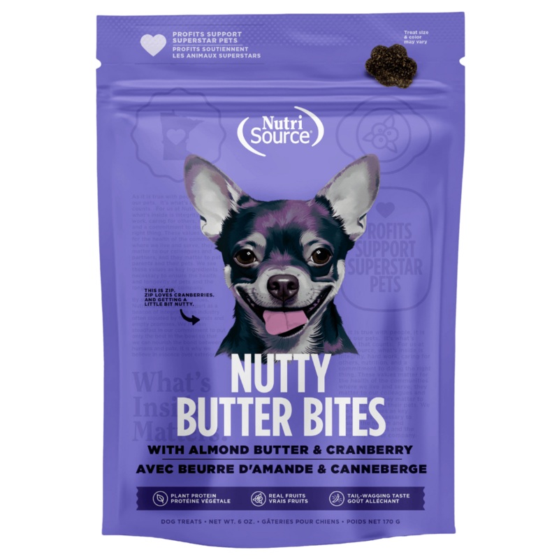 NutriSource Nutty Butter Bites Almond Butter & Cranberry Dog Treats 6 oz