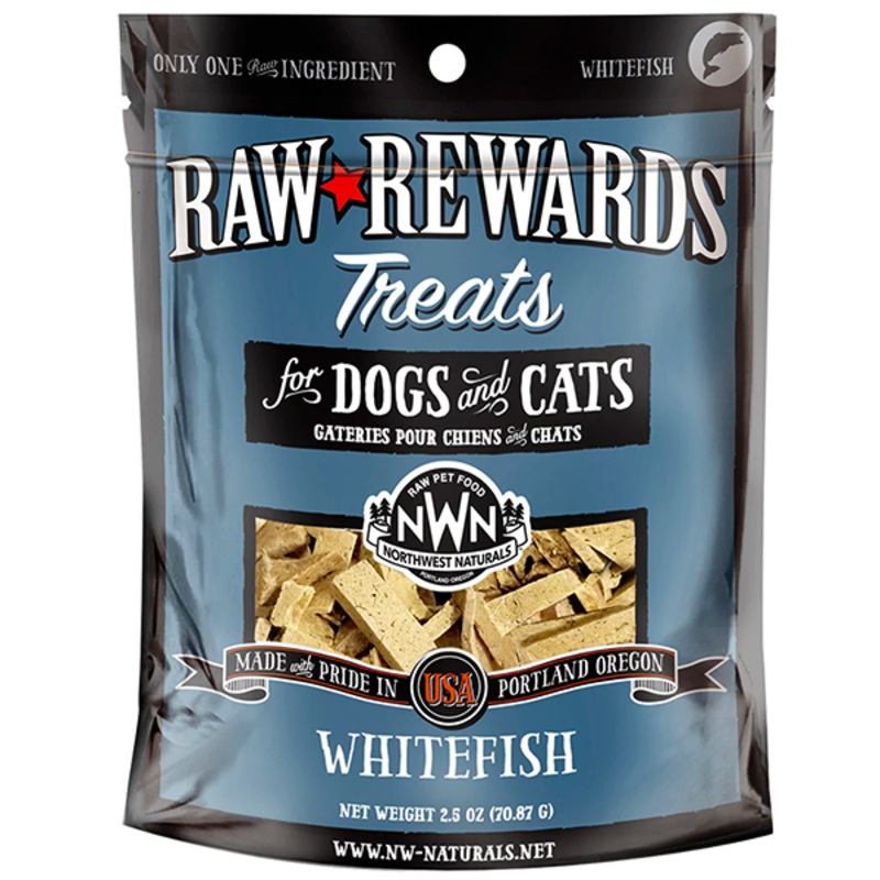 Raw Rewards 100% Whitefish Freeze-Dried Raw Grain-Free Dog & Cat Treats 3oz