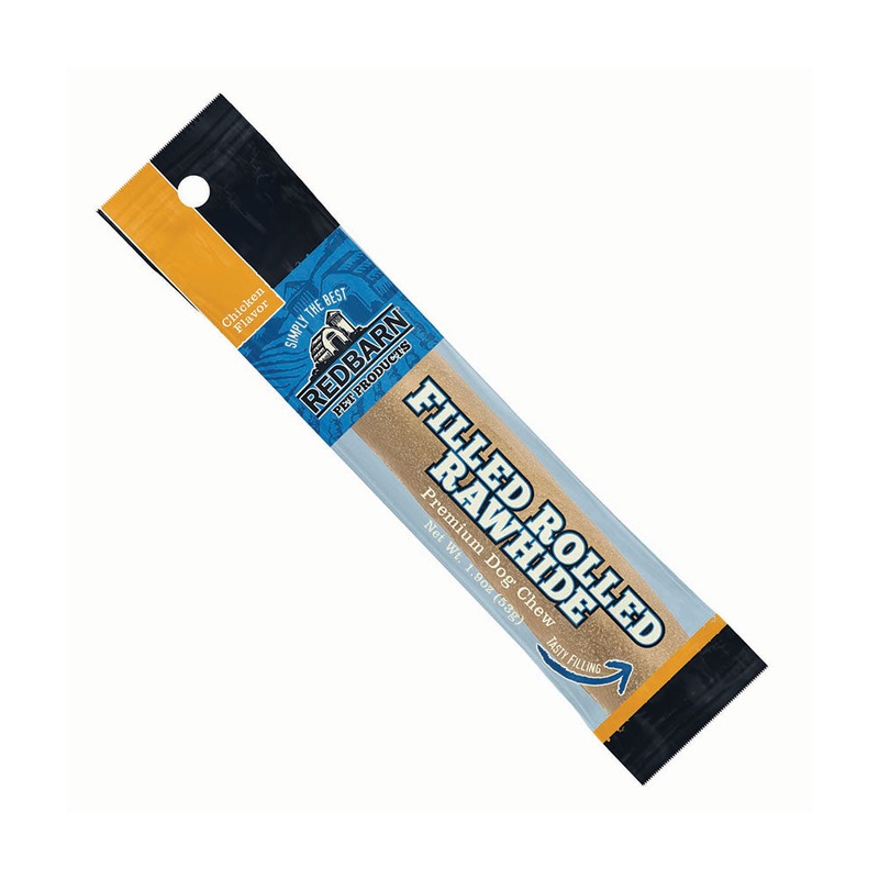 Redbarn Chicken Filled Rolled Rawhide Chewy Dog Treats 6 Inch
