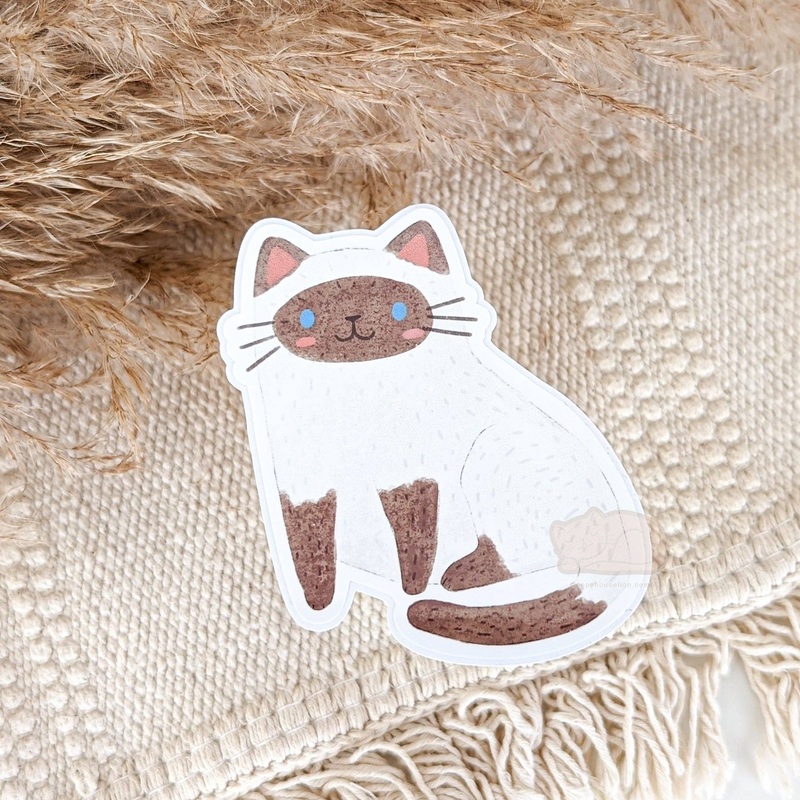 Cozy Kitty Fluffy Chocolate Point Siamese Ragdoll Cat Vinyl Sticker