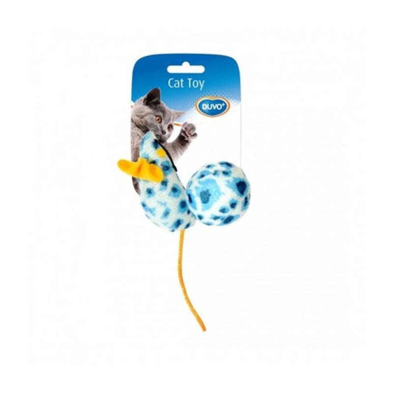 Duvo Assortment Mouse and Ball Leopard Mixed Colors 10 x 4 x 4cm – Cat Toy[Dimension – 10 x 4 x 4cm]