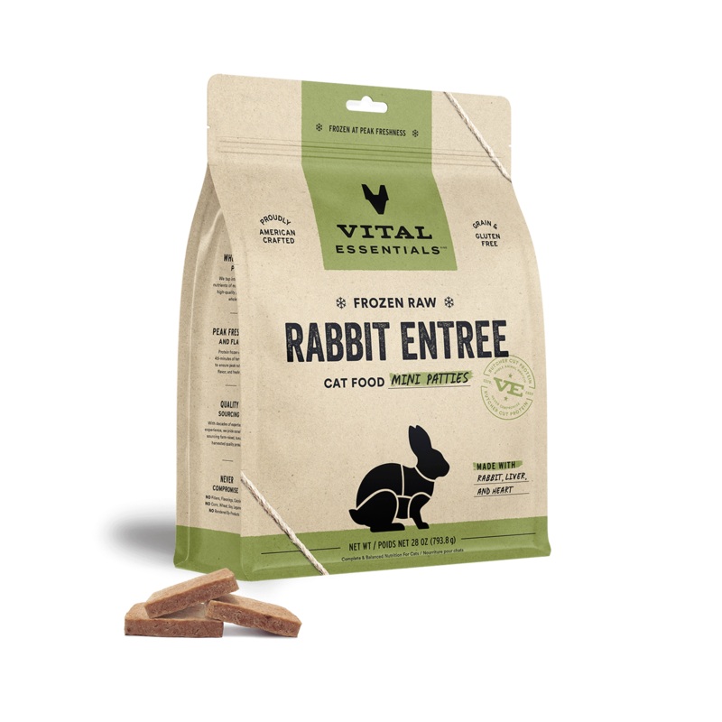 Vital Essentials Frozen Raw Rabbit Mini Patties Cat Food