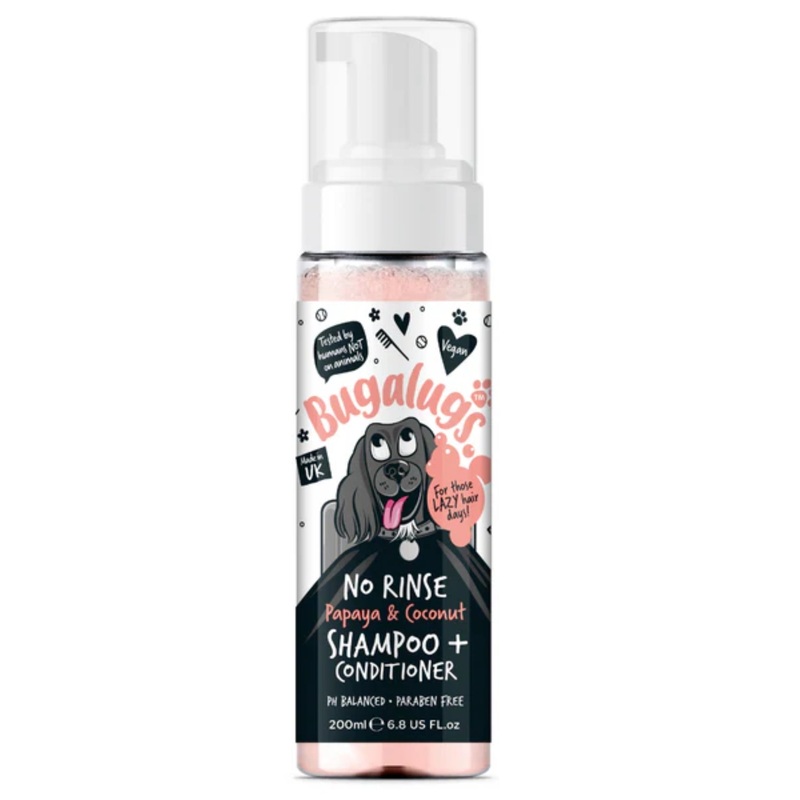 Bugalugs No Rinse Papaya & Coconut Shampoo + Conditioner | Waterless Dog Grooming Solution