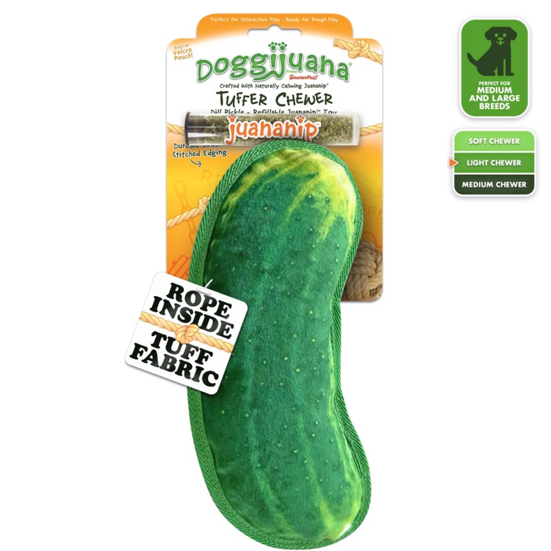 Doggijuana Tuffer Chewer Refillable Dill Pickle Toy