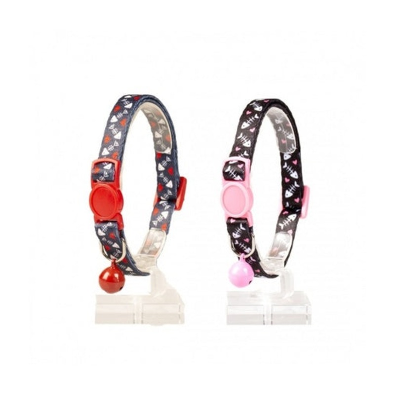 Duvo Cat Collar Nylon Mixed Colors 20 – 30cm / 10mm[Texture – Fish bones 2]