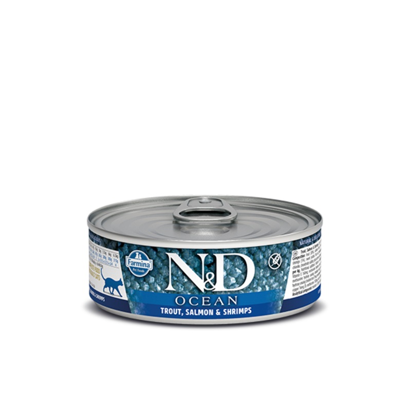 Farmina N&D Ocean Trout, Salmon, and Shrimp Stew Wet Cat Food 2.46 oz