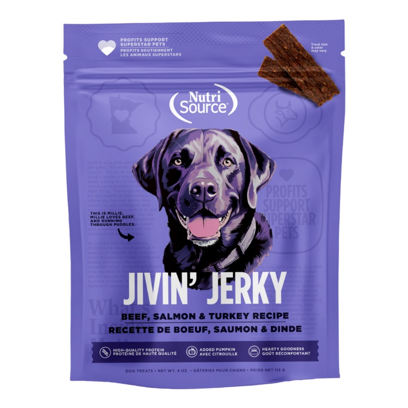 Nutrisource Beef, Turkey & Salmon Jivin’ Jerky 4oz