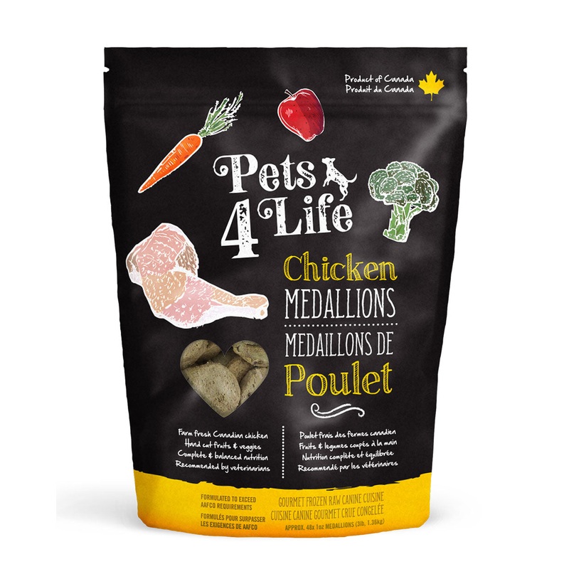 Pets 4 Life Chicken Medallions 1.36kg Raw Dog Food