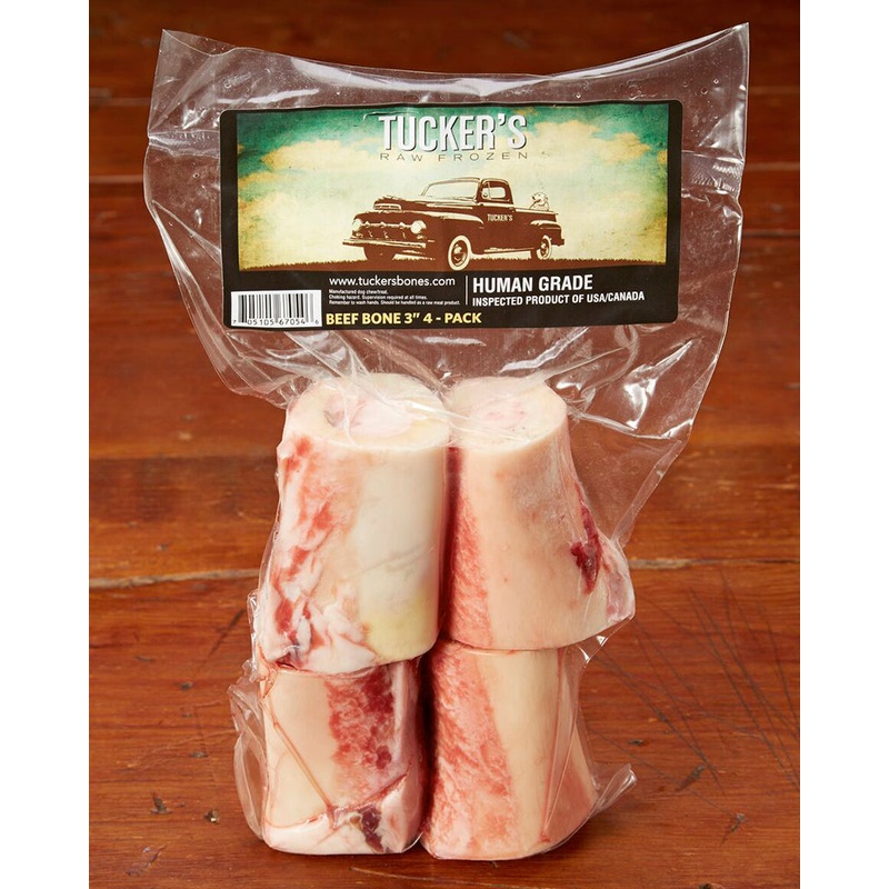 Tucker’s Raw Frozen Beef Marrow Bone 3″ 4 Pack