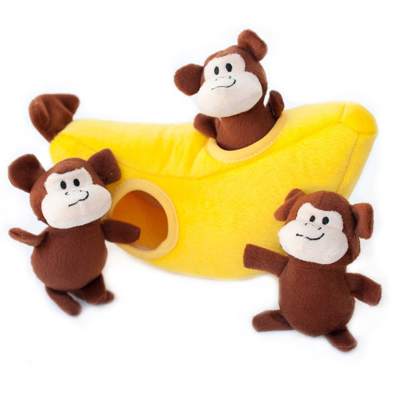 ZippyPaws Burrow Monkey ‘n Banana Plush Dog Toy