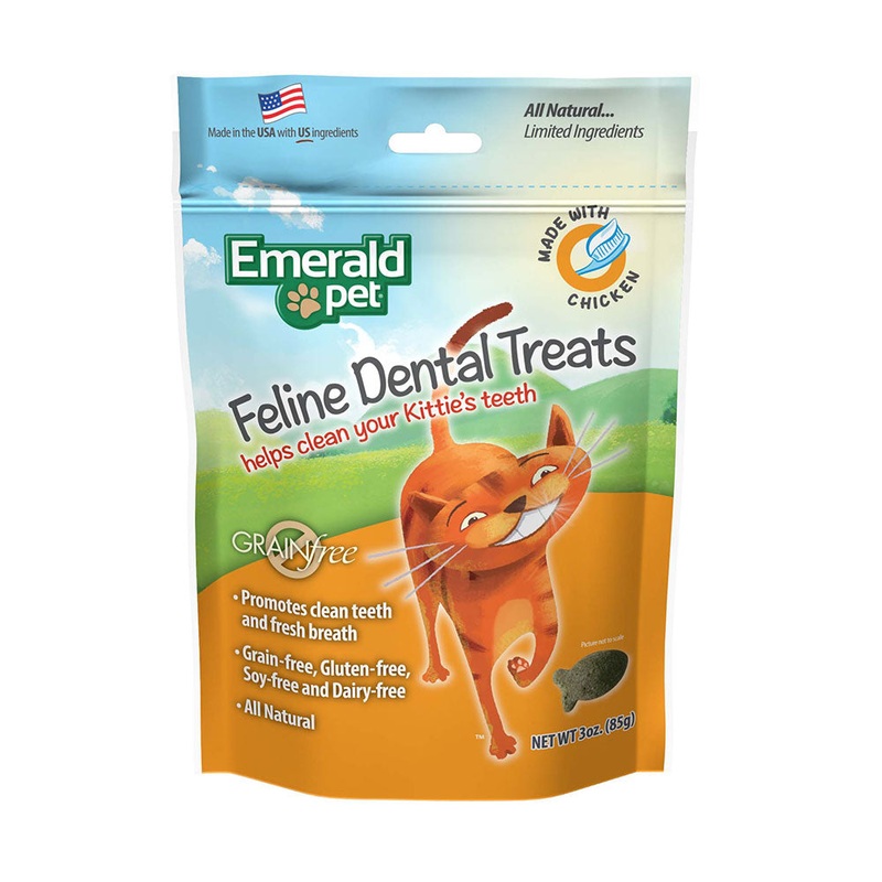 Emerald Pet Grain Free Chicken Feline Dental Treats 3 Oz