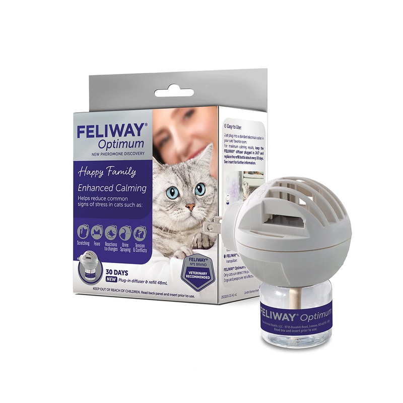 Feliway Optimum Calming Pheromone Diffuser + Refill Kit for Cats 2pk Refill