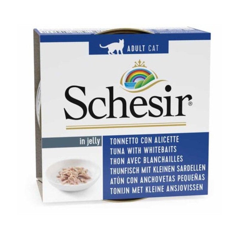 Schesir Cat Can Jelly Tuna with Whitebaits 85g (Min Order 85g – 14pcs)[Weight – 85g]