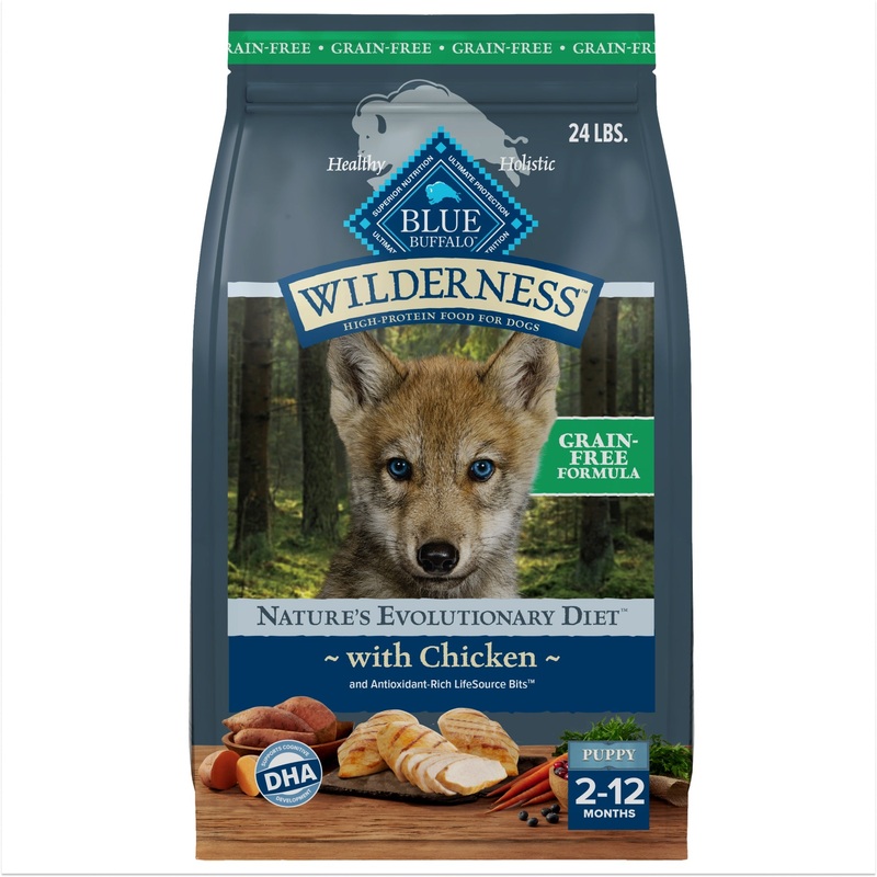 Blue Buffalo Wilderness Puppy High-Protein Dry Dog Food with Real Chicken, Grain-Free, Made in the USA with Natural Ingredients, Chicken, 24-lb Bag 24lb