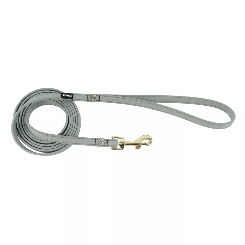 Coastal Pet Li’l Pals by Coastal Posh Jeweled Leash Petite – 3/8″ x 6′ Grey
