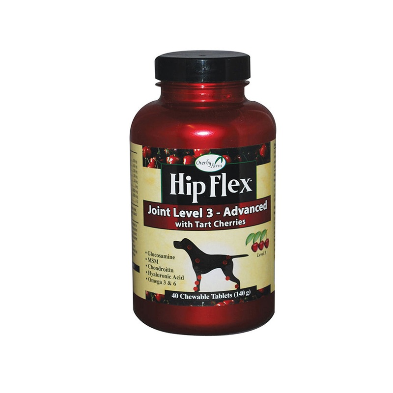 Naturvet Overby Farm Hip Flex Joint Level 3 Advanced with Tart Cherries Dogs Chewable Tablets 40 Count