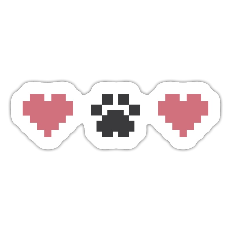 8-Bit Paw Heart Sticker white matte 4 x 4″