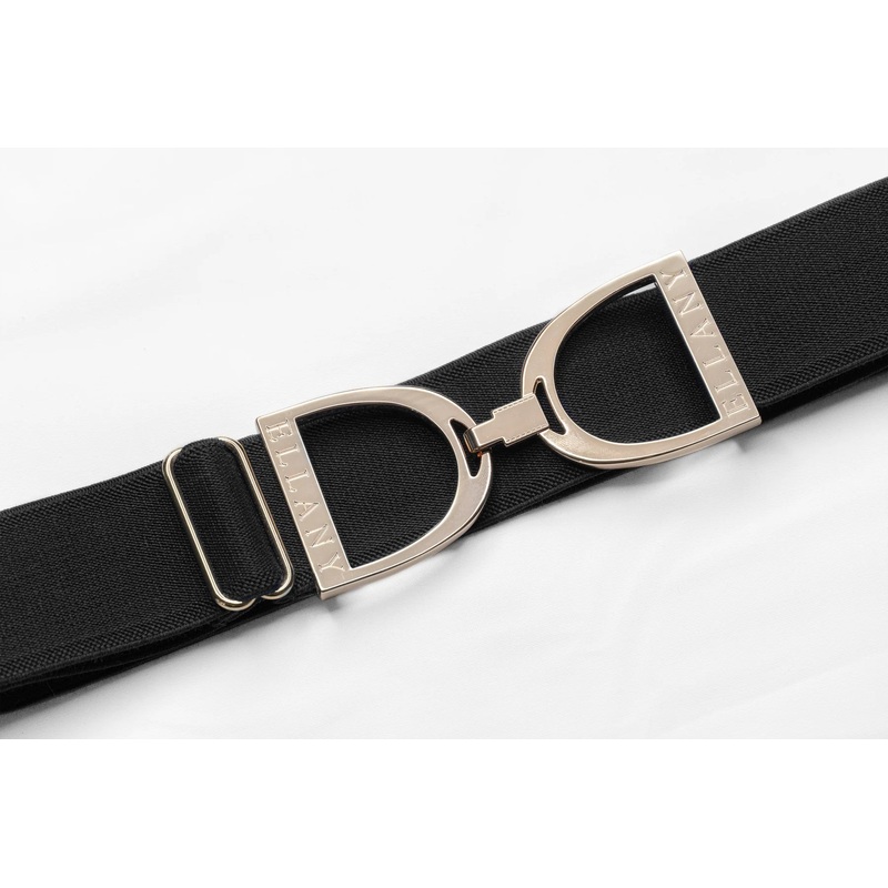 Ellany Black – 1.5″ Gold Stirrup Elastic Belt