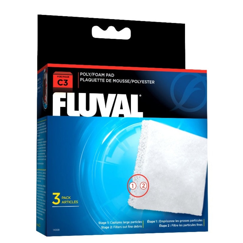 Fluval C3 Power Filter Poly Foam Pad 3 Pack, Stage 1 & 2