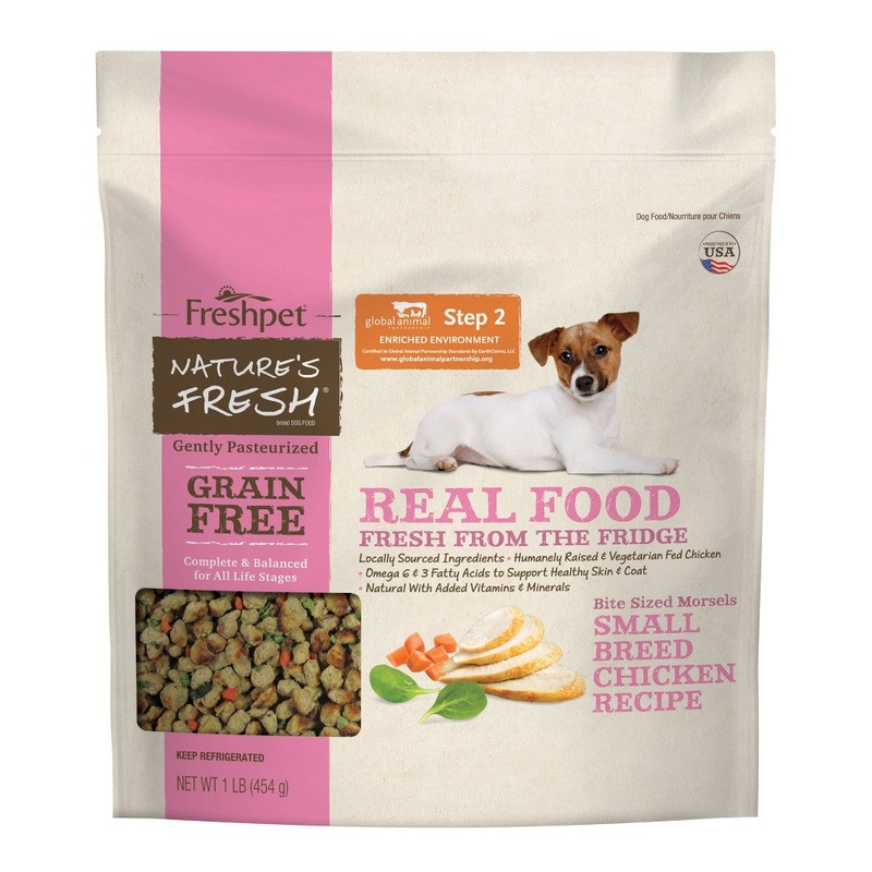 Freshpet Nature’s Fresh Grain Free Small Breed Chicken Recipe Refrigerated Wet Dog Food – 1lb