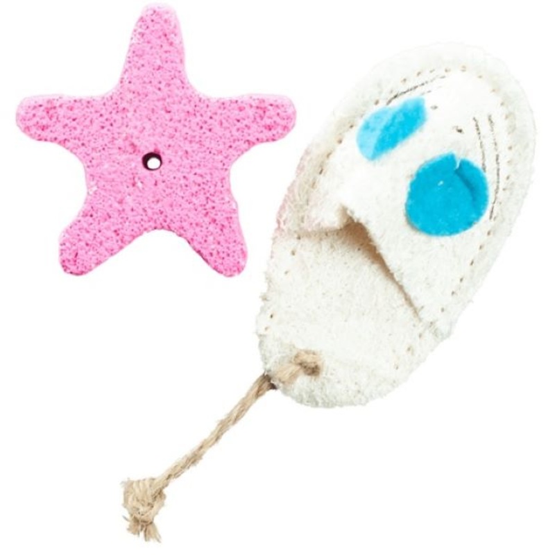 Nibbles Loofah Pedicure Kit Small Animal Chew Toys 2 Pack