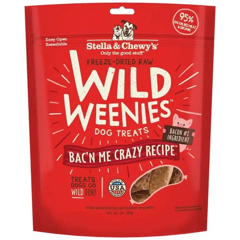Stella and Chewys Freeze Dried Wild Weenies Bac’n Me Crazy Recipe Dog Treats 3oz