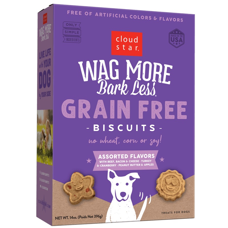 Cloud Star  Wag More Bark Less Crunchy Grain Free Dog Treats, Assorted Flavors 14 oz