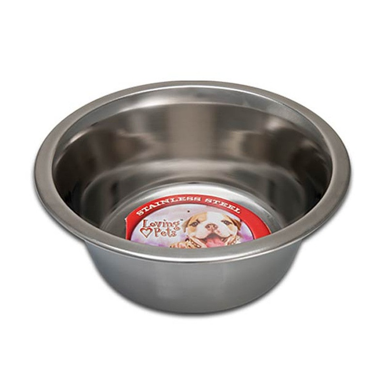 Loving Pets Ruff N’ Tuff Traditional Stainless Steel Dog Dish 1pt