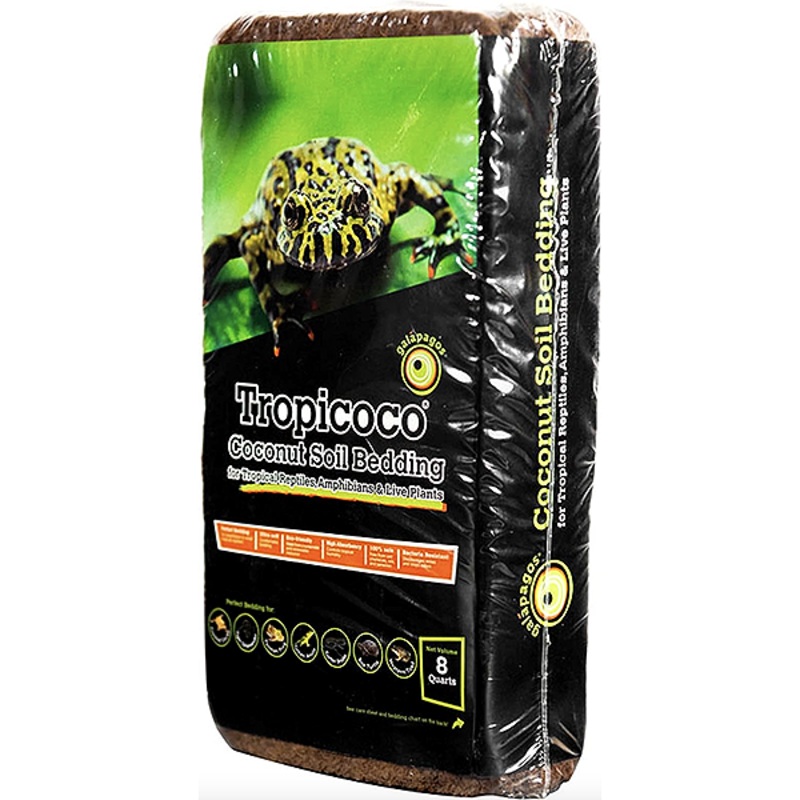 Tropicoco Coconut Soil Substrate Bedding for Tropical & Bioactive Terarriums 8 quart bag