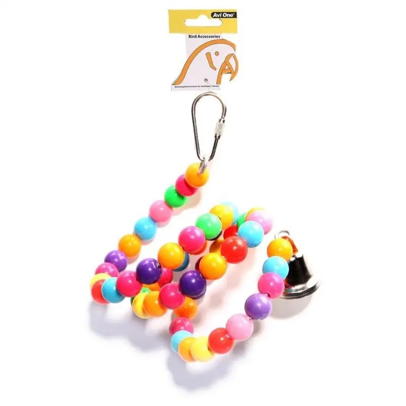 Avi One Bird Toy Coloured Beads Twister with Bell