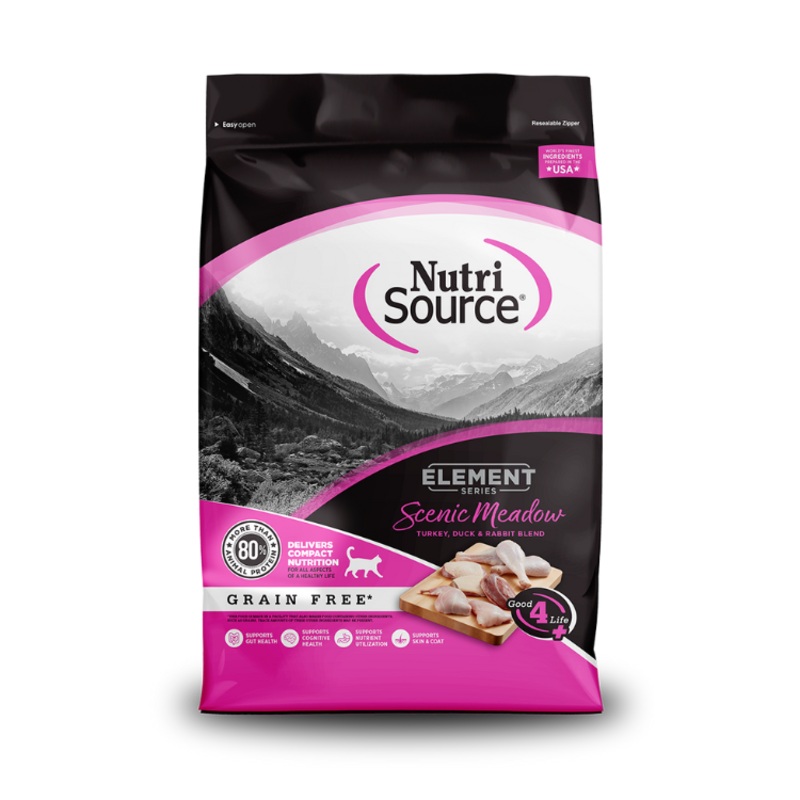 NutriSource Element Series Scenic Meadow Dry Cat Food – Grain Free Turkey, Duck & Rabbit Blend
