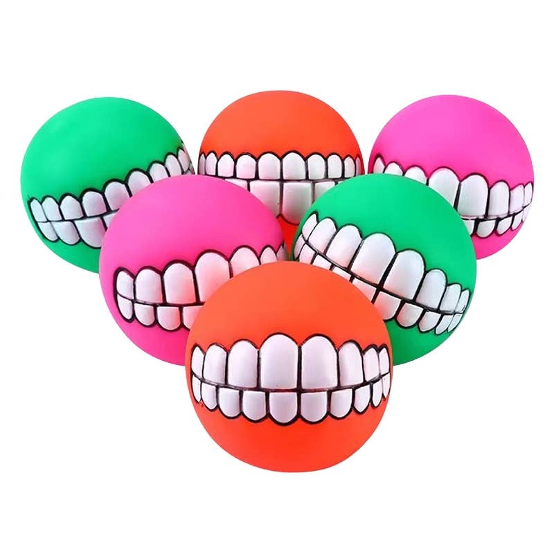 Squeaky Dog Ball Toy with Teeth Print Design