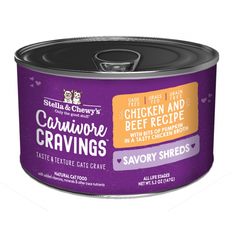 Stella & Chewy’s Carnivore Cravings Savory Shreds Chicken & Beef Dinner in Broth Wet Cat Food