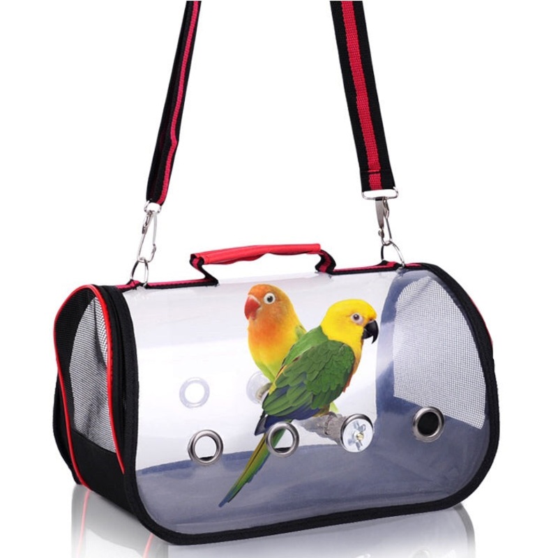 FIDS-PLAY BIRD CARRIER (Sling Bag / Transparent) Red+Black / S / 32x17x18cm