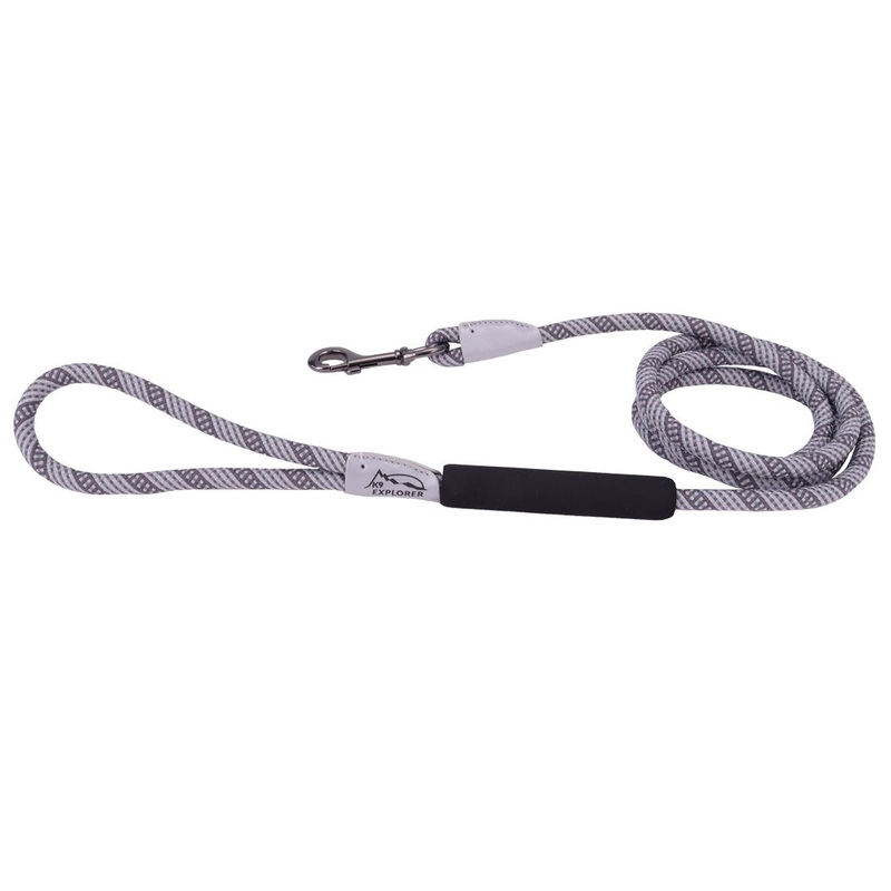 K9 Explorer Brights Reflective Braided Rope Snap Black 6ft Dog Leash