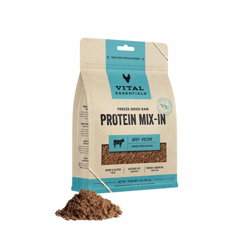 Vital Essentials Freeze Dried Raw Protein Mix In Beef Recipe Ground Topper for Dogs