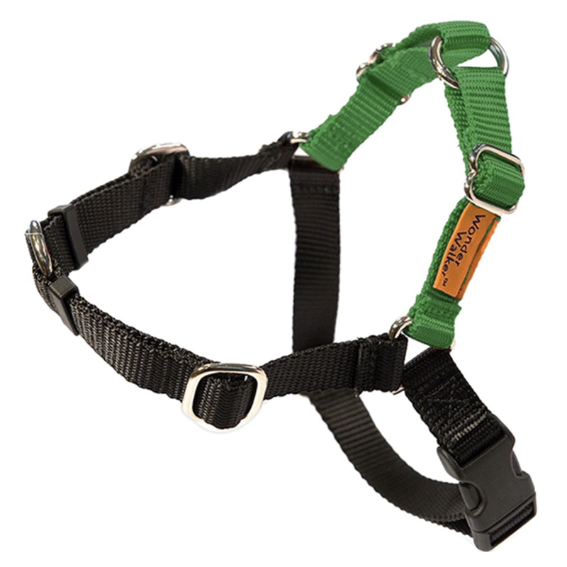 Wonder Walker No-Pull Body Halter Dog Harness Green Tiny ( Chest Girth is 8-in – 14-in with 3/8-in Webbing )