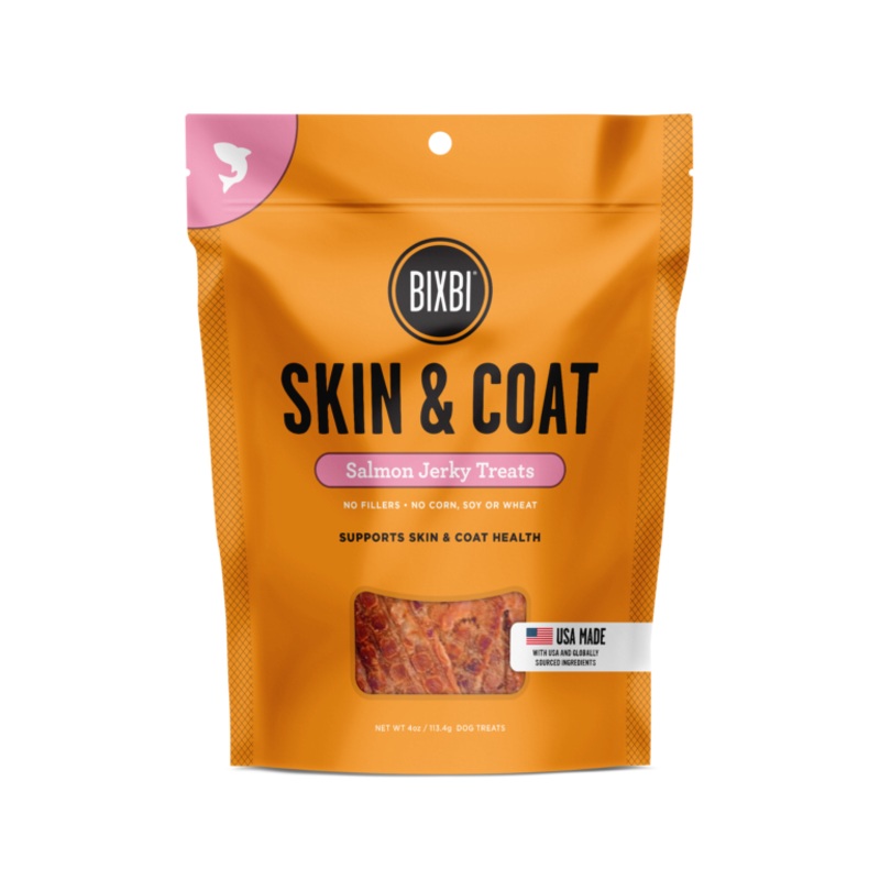 BIXBI Skin & Coat Jerky Treats for Dogs  Salmon Recipe