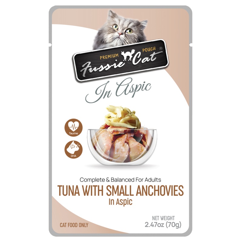 Fussie Cat In Aspic Tuna with Small Anchovies Wet Cat Food Pouch 2.47-oz. single pouch