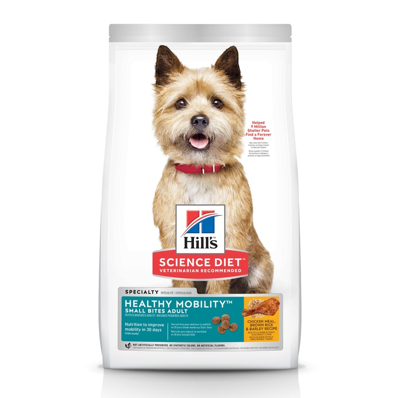 Hill’s Science Diet Adult Healthy Mobility Small Bites Chicken Meal, Brown Rice & Barley Recipe Dry Dog Food, 30 lb bag
