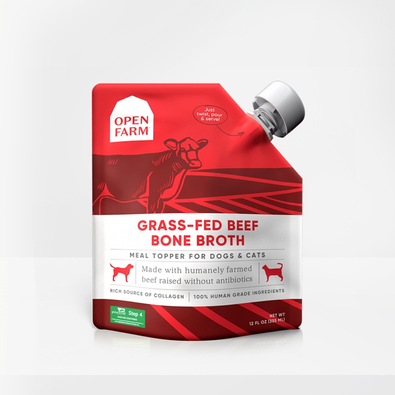 Open Farm Grass-Fed Beef Bone Broth for Dogs & Cats 12 oz (Pack of 6)